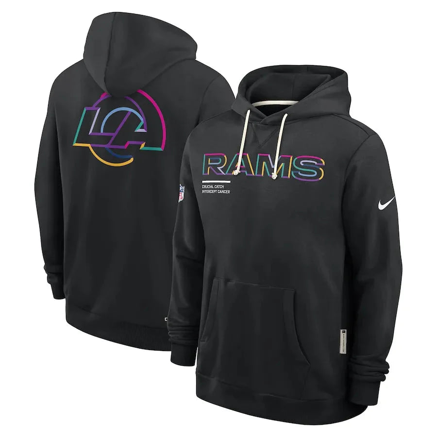 Los Angeles Rams Nike Black 2025 NFL Crucial Catch Sideline Standard Issue Dri-FIT Hoodie USA Jackets