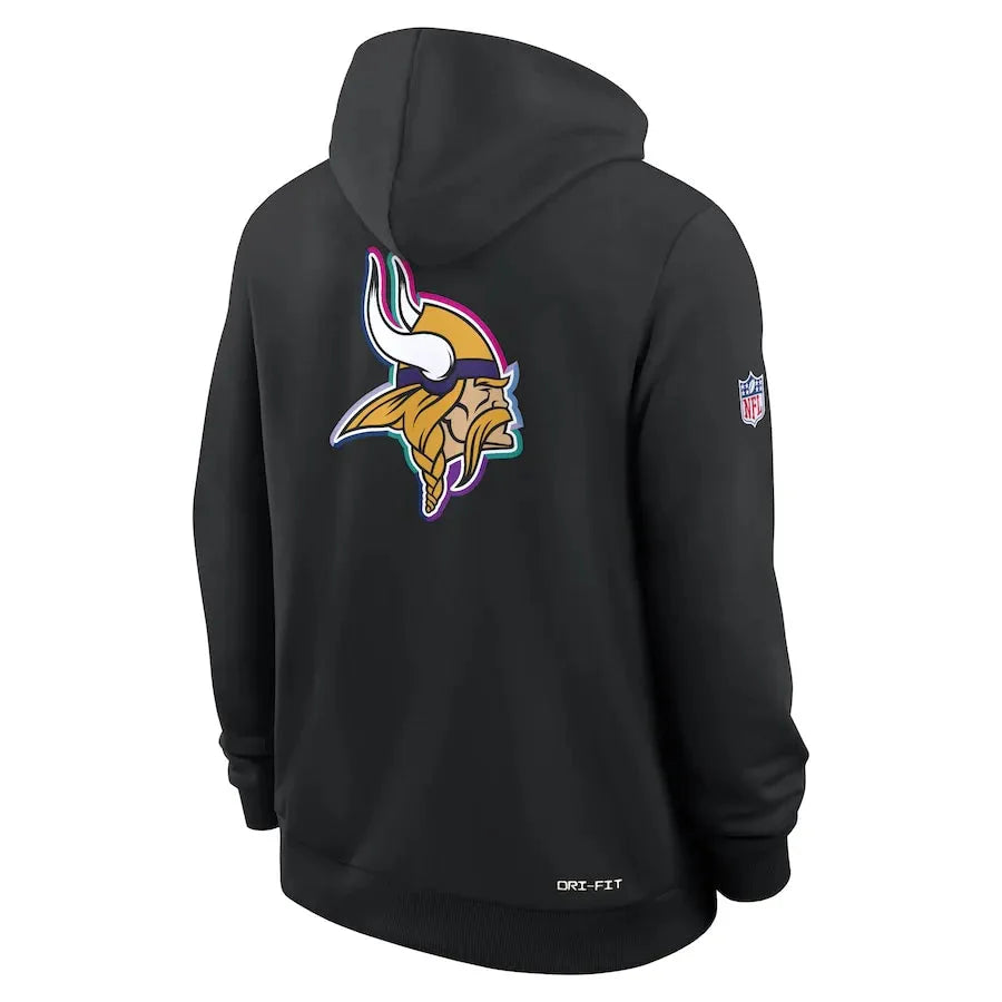 Minnesota Vikings Nike Black 2025 NFL Crucial Catch Sideline Standard Issue Dri-FIT Hoodie USA Jackets