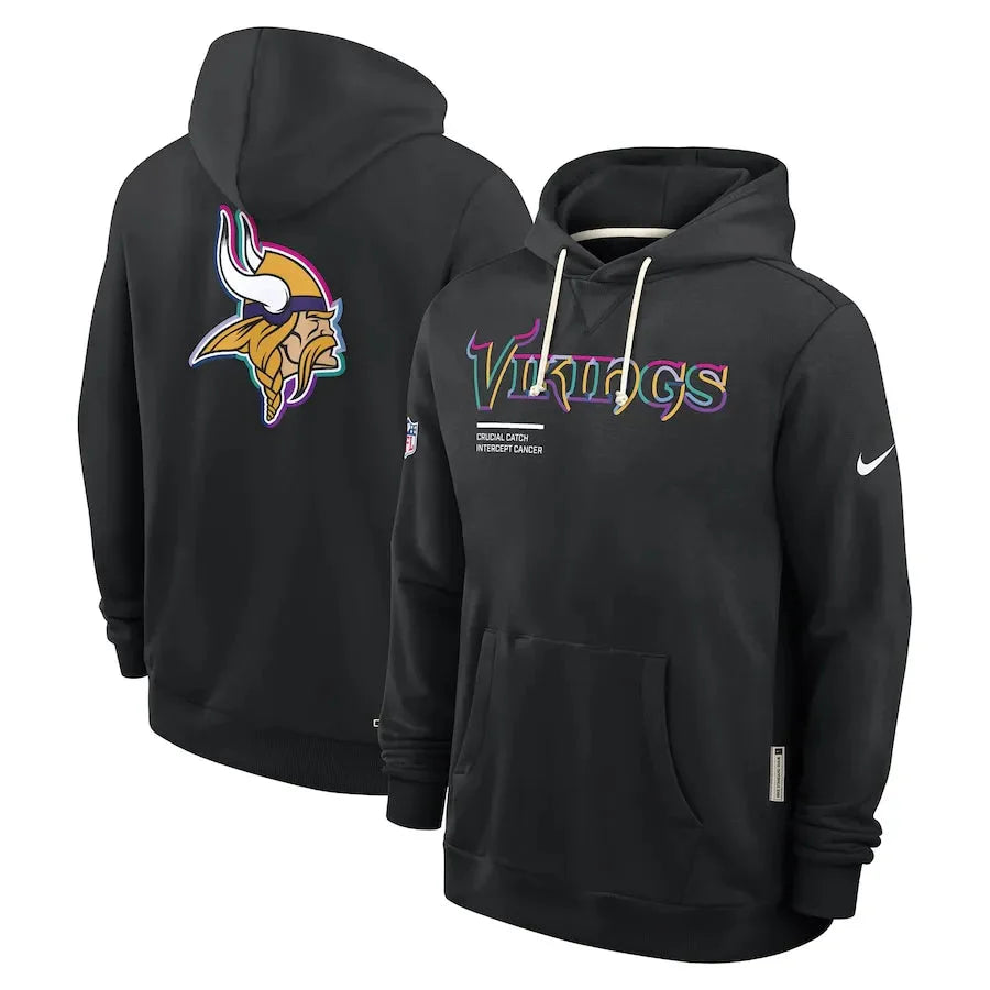 Minnesota Vikings Nike Black 2025 NFL Crucial Catch Sideline Standard Issue Dri-FIT Hoodie USA Jackets