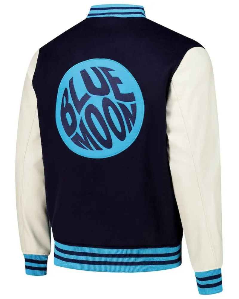 Men’s Navy Manchester City Supporter’s Full-Snap Varsity Jacket USA Jackets