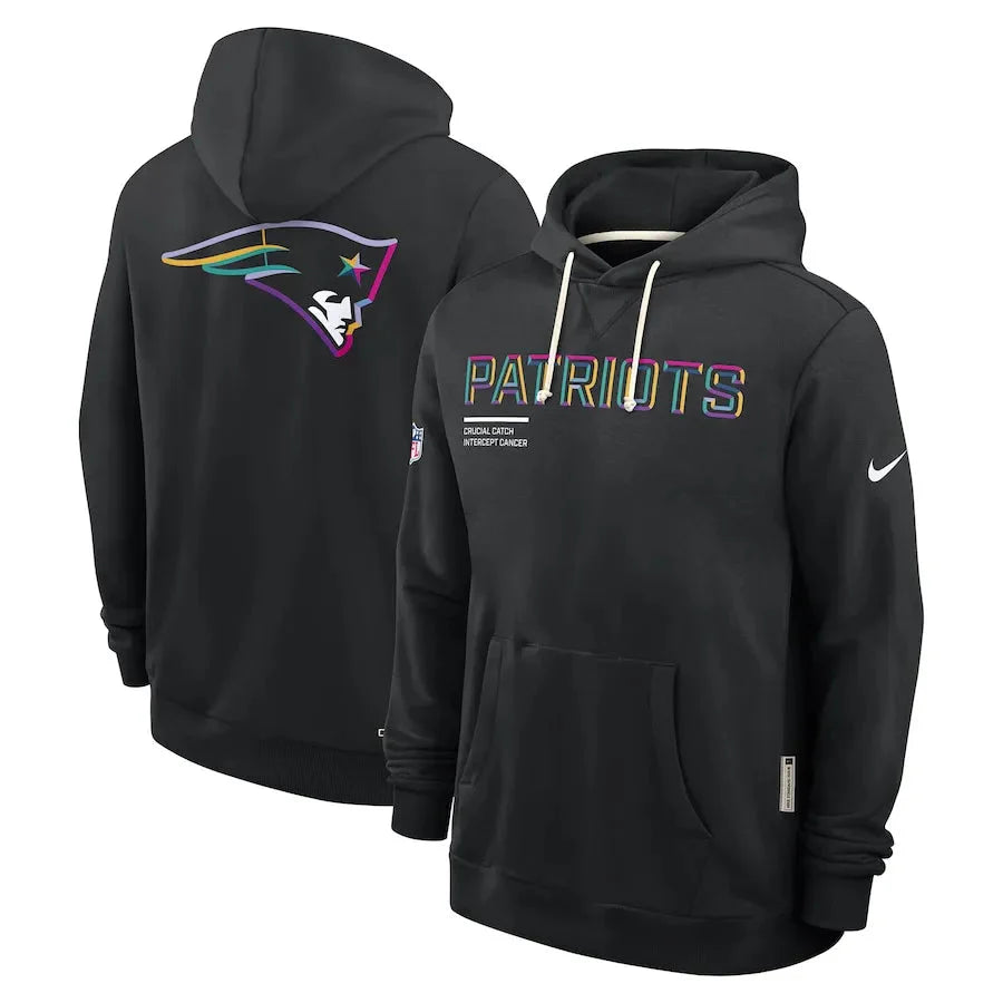 New England Patriots Nike Black 2025 NFL Crucial Catch Sideline Standard Issue Dri-FIT Hoodie USA Jackets