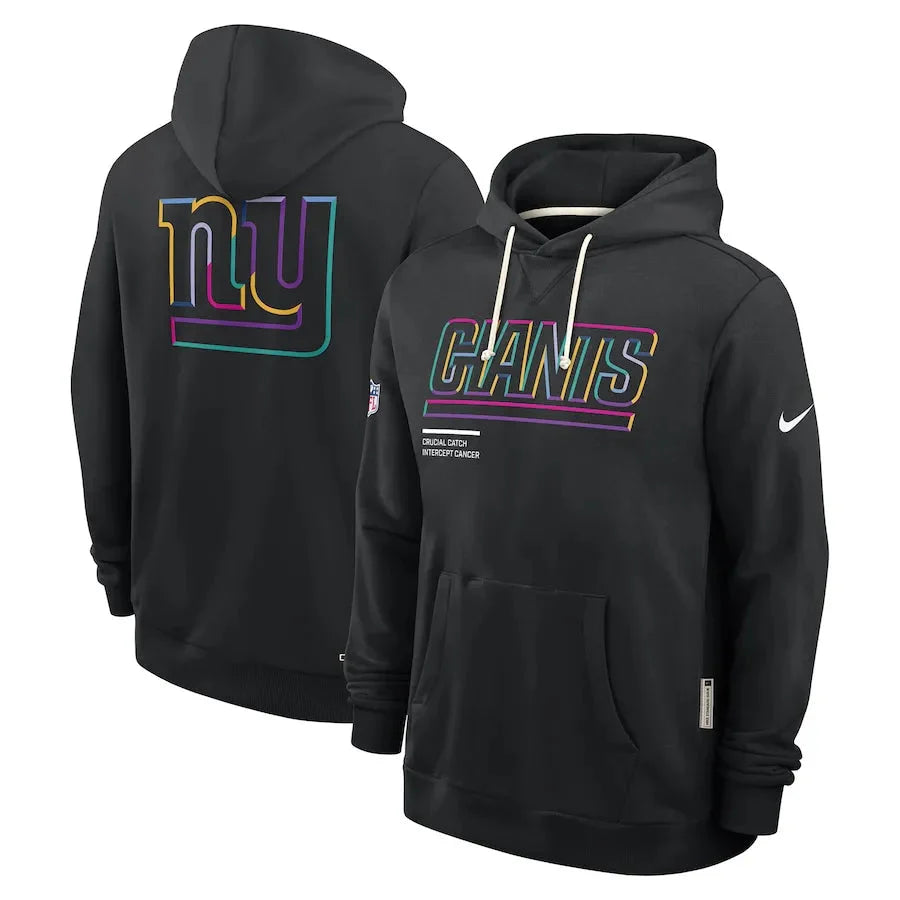 New York Giants Nike Black 2025 NFL Crucial Catch Sideline Standard Issue Dri-FIT Hoodie USA Jackets