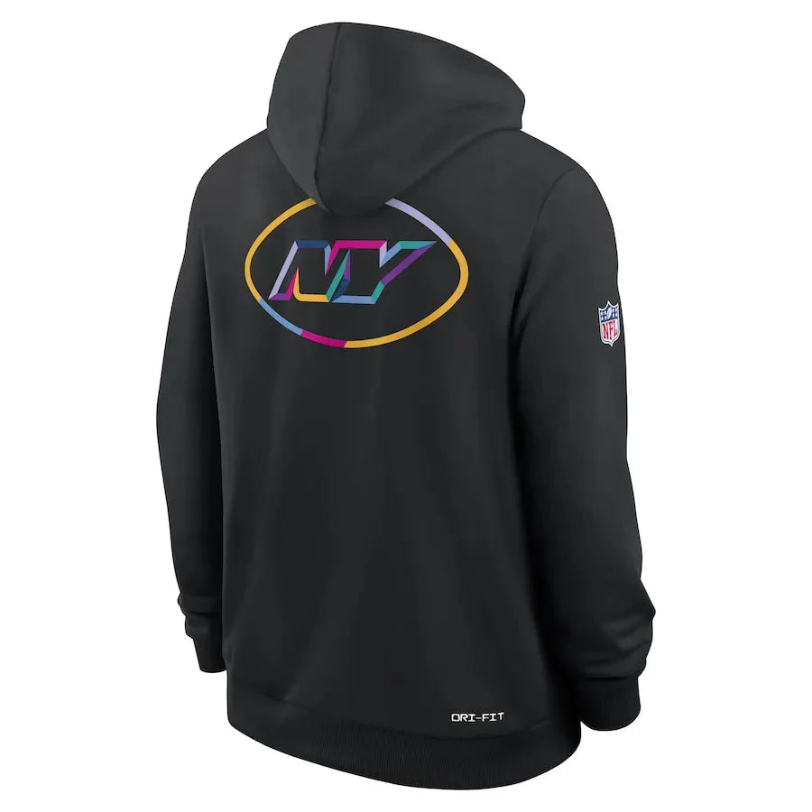 New York Jets Nike Black 2025 NFL Crucial Catch Sideline Standard Issue Dri-FIT Hoodie USA Jackets