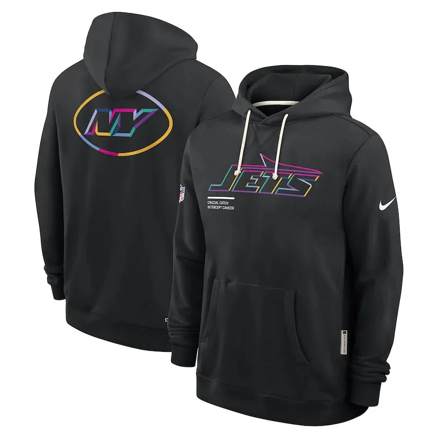 New York Jets Nike Black 2025 NFL Crucial Catch Sideline Standard Issue Dri-FIT Hoodie USA Jackets