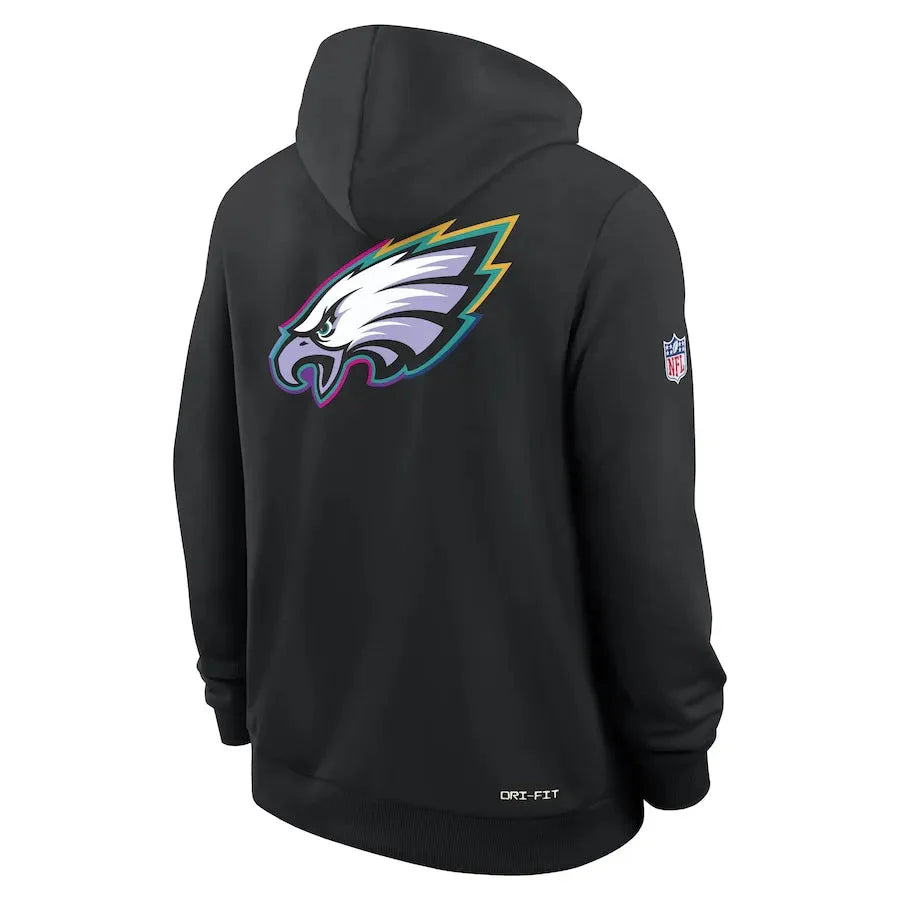 Philadelphia Eagles Nike Black 2025 NFL Crucial Catch Sideline Standard Issue Dri-FIT Hoodie USA Jackets