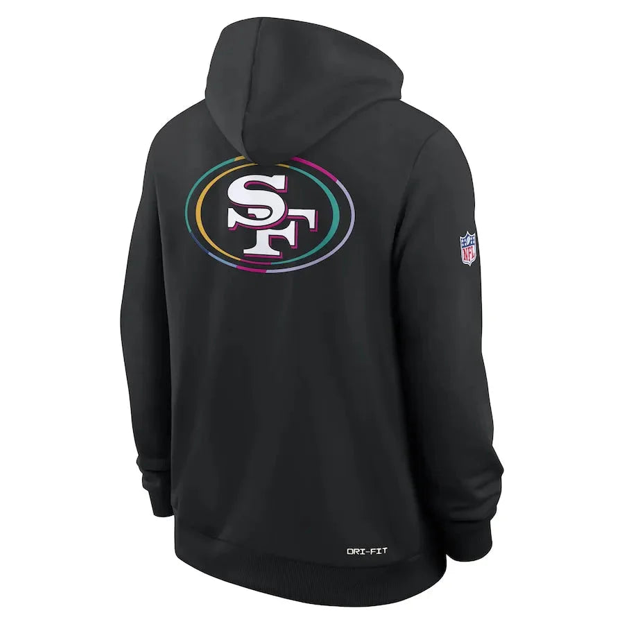 San Francisco 49ers Nike Black 2025 NFL Crucial Catch Sideline Standard Issue Dri-FIT Hoodie USA Jackets