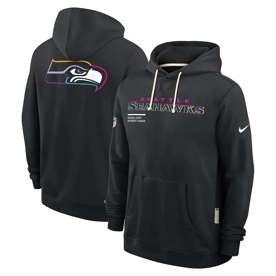 Seattle Seahawks Nike Black 2025 NFL Crucial Catch Sideline Standard Issue Dri-FIT Hoodie USA Jackets