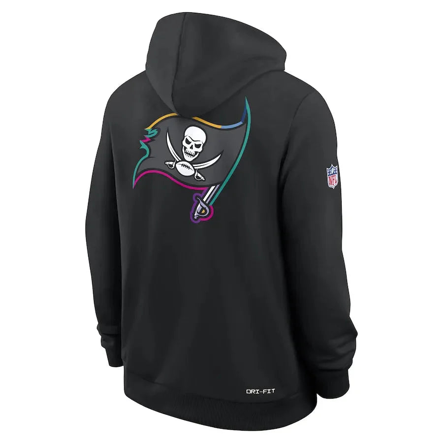 Tampa Bay Buccaneers Nike Black 2025 NFL Crucial Catch Sideline Standard Issue Dri-FIT Hoodie USA Jackets