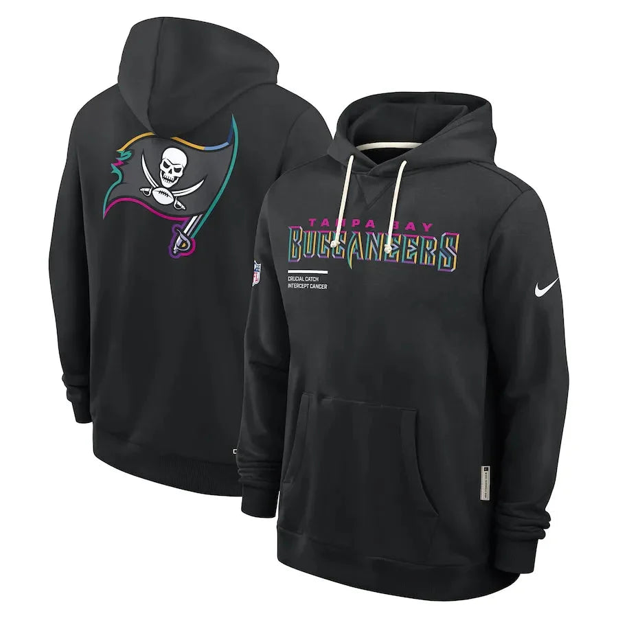 Tampa Bay Buccaneers Nike Black 2025 NFL Crucial Catch Sideline Standard Issue Dri-FIT Hoodie USA Jackets