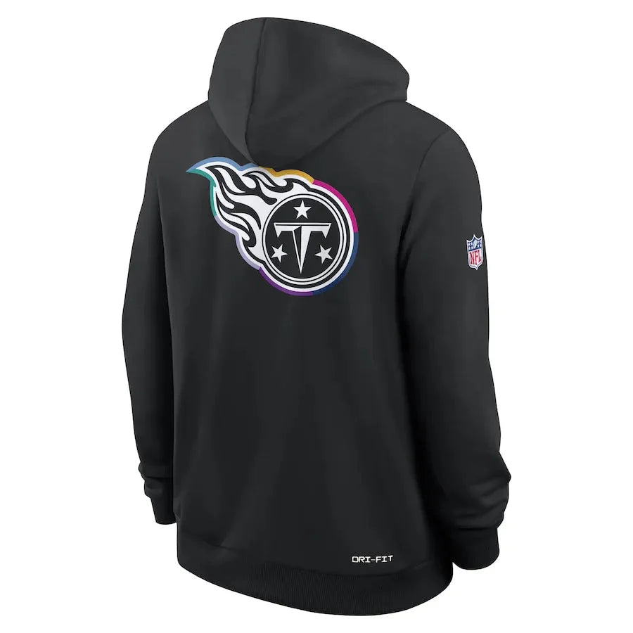 Tennessee Titans Nike Black 2025 NFL Crucial Catch Sideline Standard Issue Dri-FIT Hoodie USA Jackets