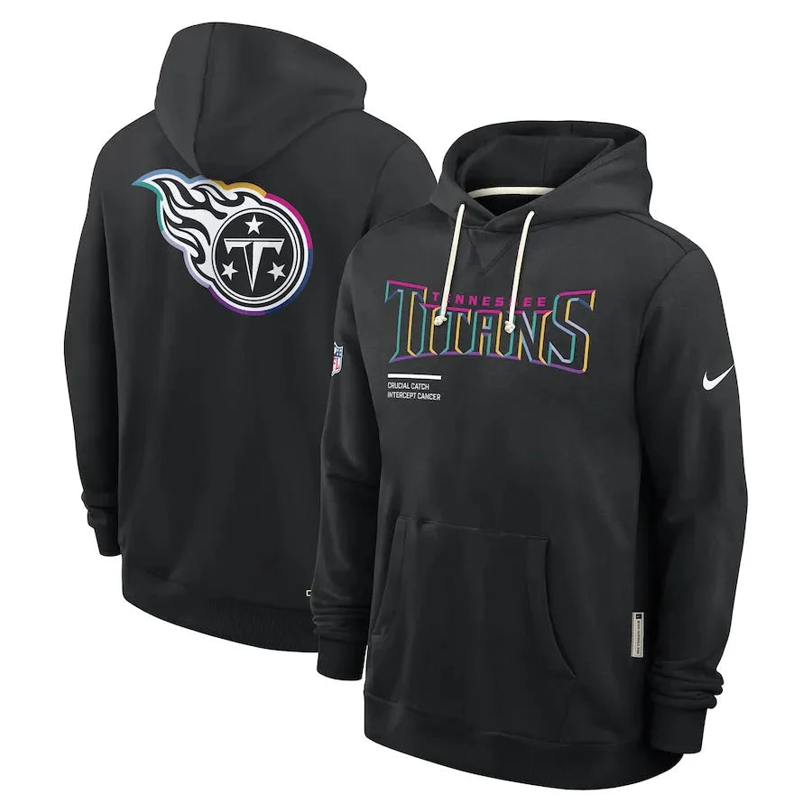 Tennessee Titans Nike Black 2025 NFL Crucial Catch Sideline Standard Issue Dri-FIT Hoodie USA Jackets