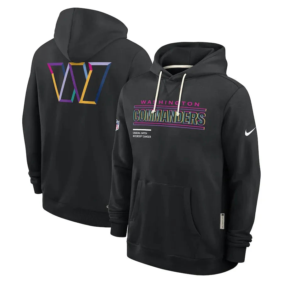 Washington Commanders Nike Black 2025 NFL Crucial Catch Sideline Standard Issue Dri-FIT Hoodie USA Jackets