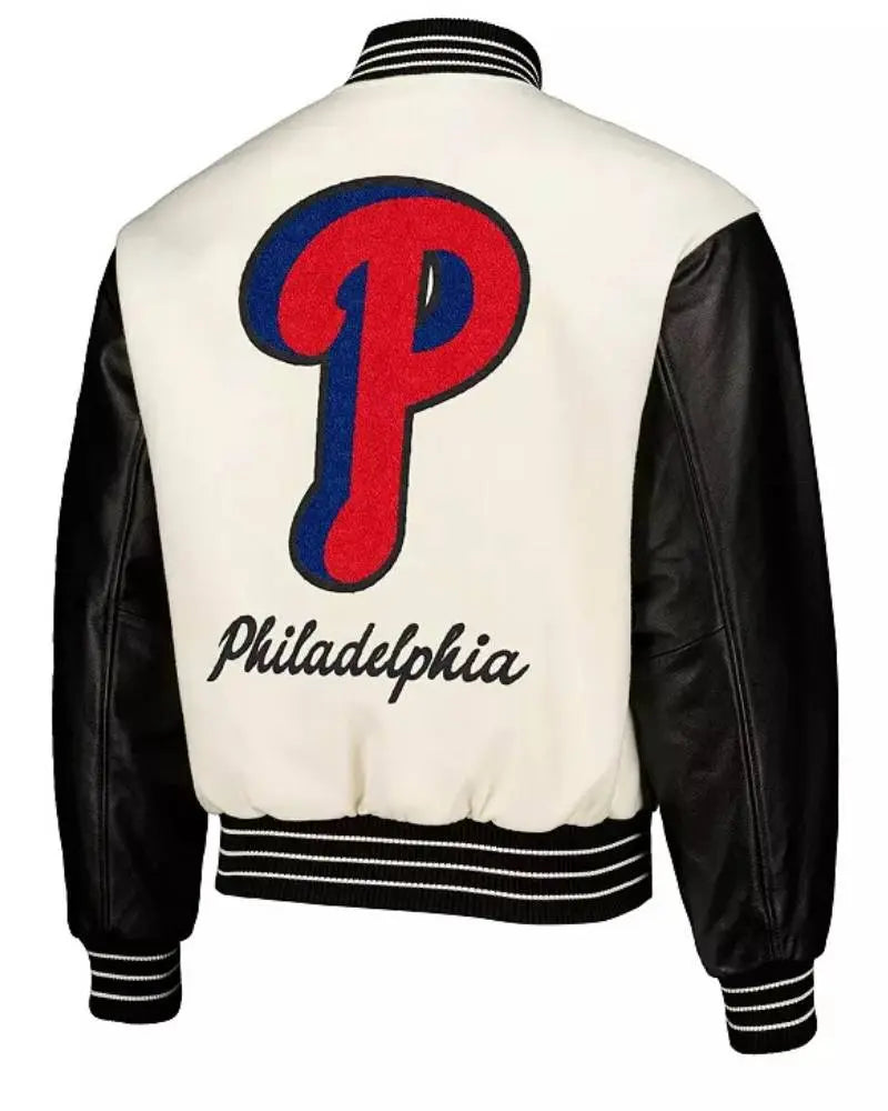 Men’s White Philadelphia Phillies Full-Snap Varsity Jacket USA Jackets