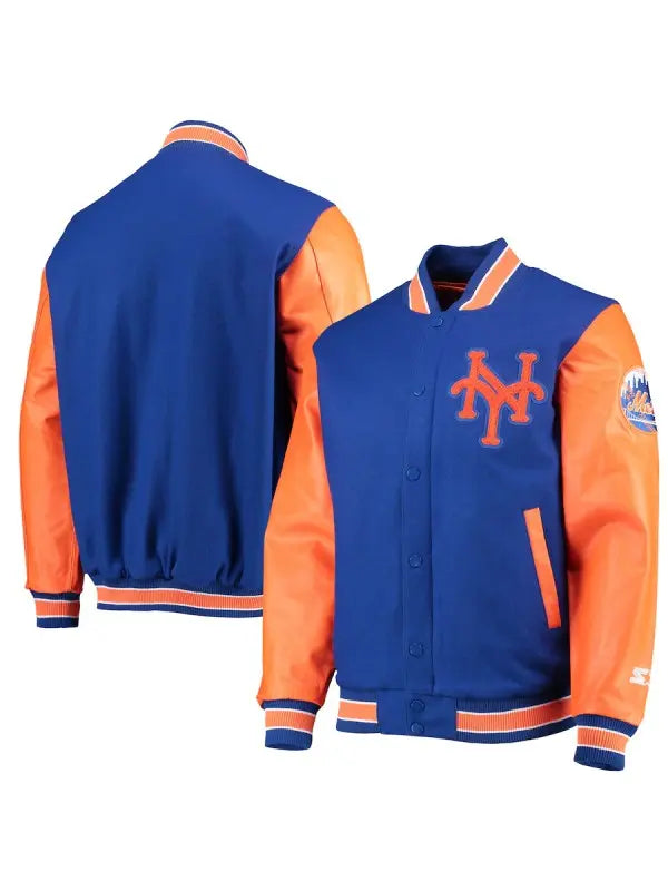 Men’s New York Mets Orange & Blue Varsity Jacket USA Jackets