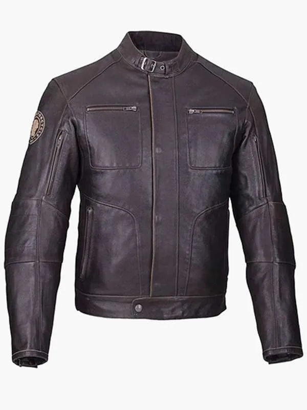 Men Brown Cafe Racer Real Leather Jacket USA Jackets