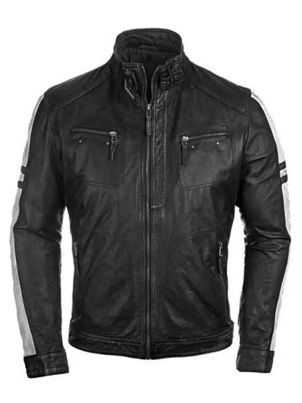Men Cafe Racer Vintage Style Black Real Leather Jacket USA Jackets