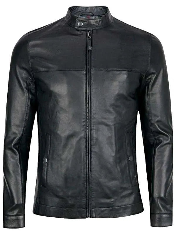 Sheepskin Slim Fit Men Black Leather Jacket USA Jackets