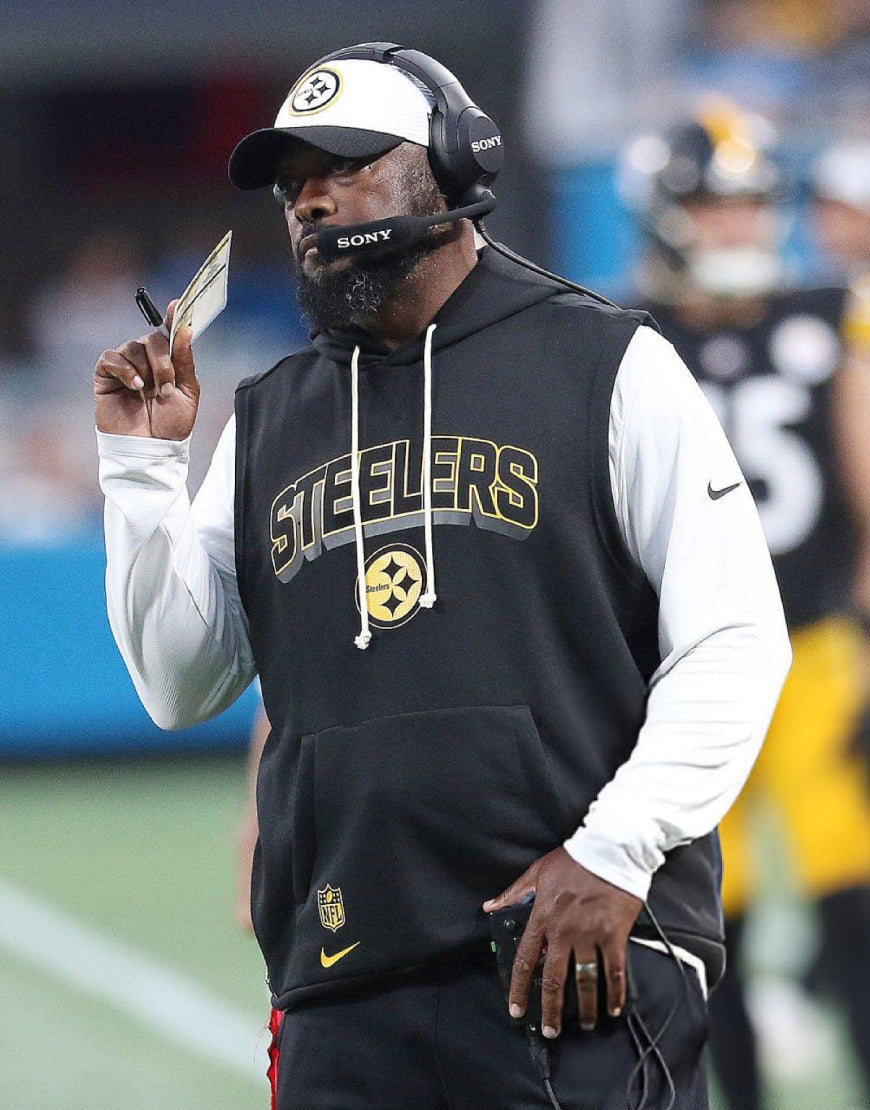 Mike Tomlin Pittsburgh Steelers Black Sideline Sleeveless Hoodie USA Jackets