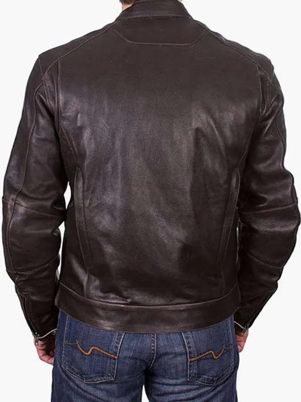 Men Brown Cafe Racer Real Leather Jacket USA Jackets