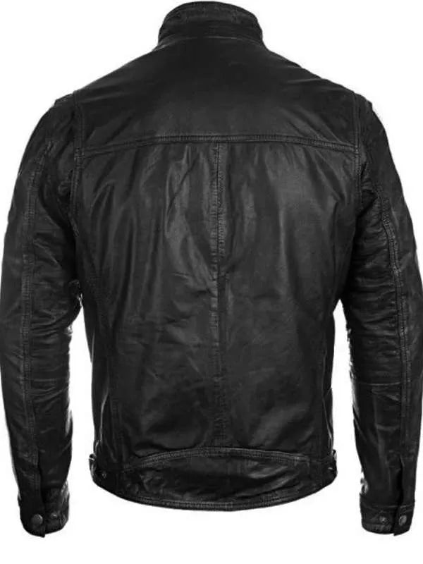 Men Cafe Racer Vintage Style Black Real Leather Jacket USA Jackets