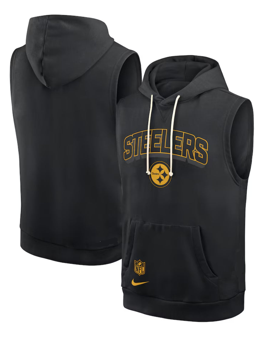 Mike Tomlin Pittsburgh Steelers Black Sideline Sleeveless Hoodie USA Jackets