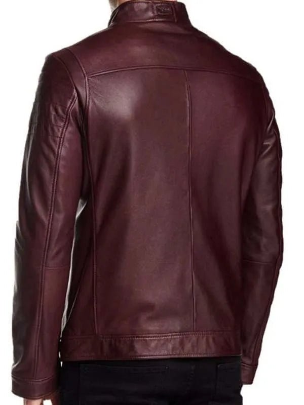Men Aviator Maroon Cafe Racer Real Leather Jacket USA Jackets