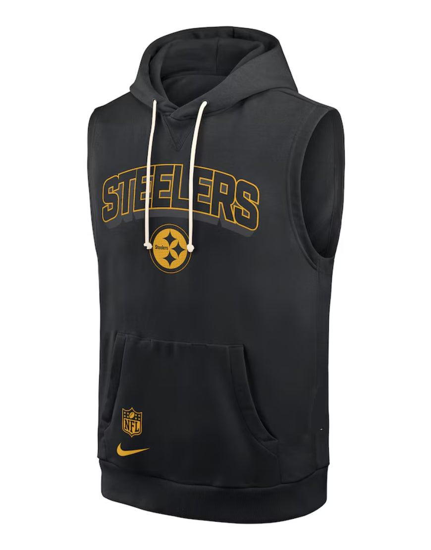 Mike Tomlin Pittsburgh Steelers Black Sideline Sleeveless Hoodie USA Jackets
