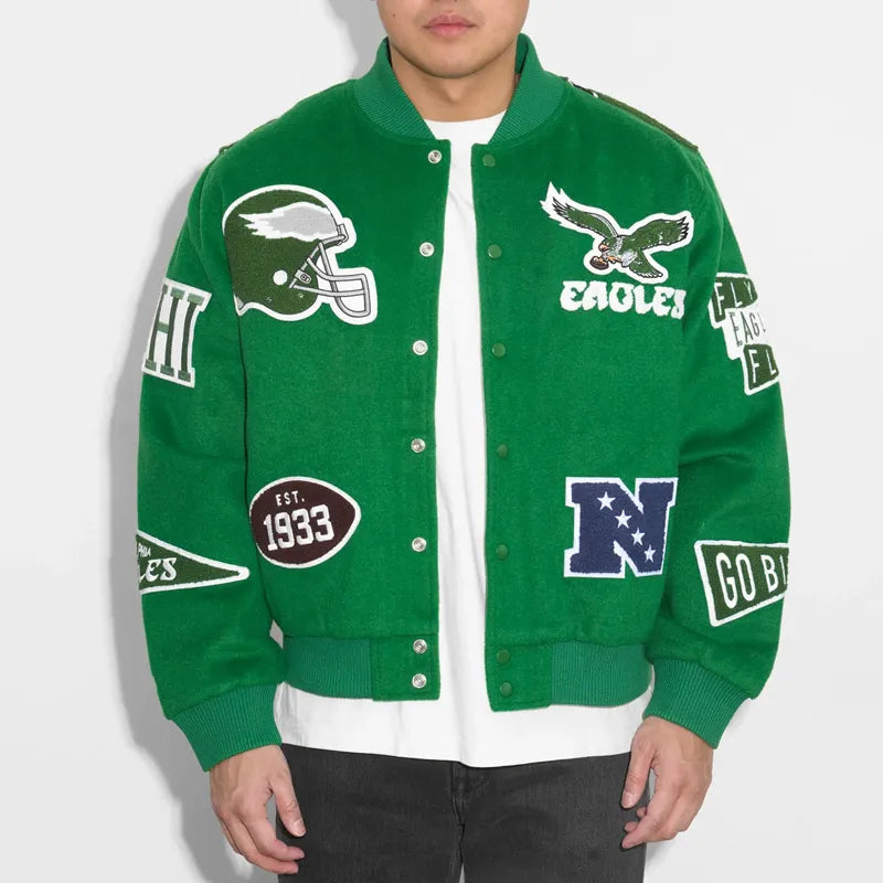 Unisex Kelly Green Varsity Wool Jacket USA Jackets