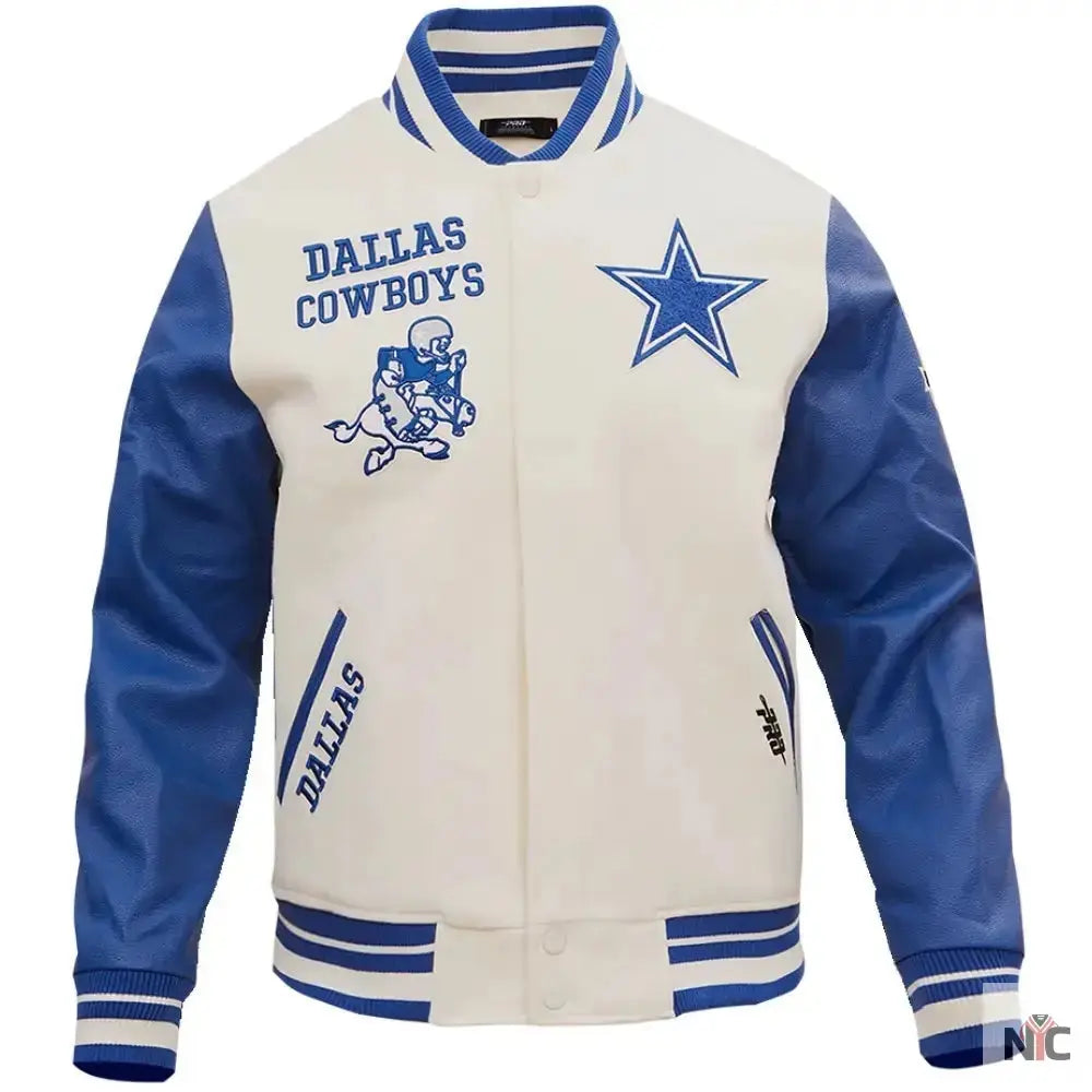 NFL Dallas Cowboys White And Blue Varsity Jacket USA Jackets