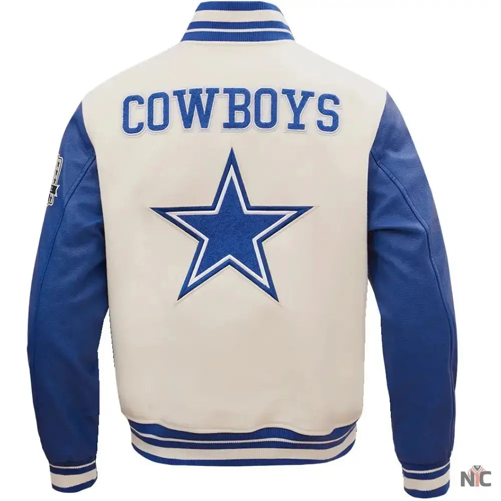 NFL Dallas Cowboys White And Blue Varsity Jacket USA Jackets