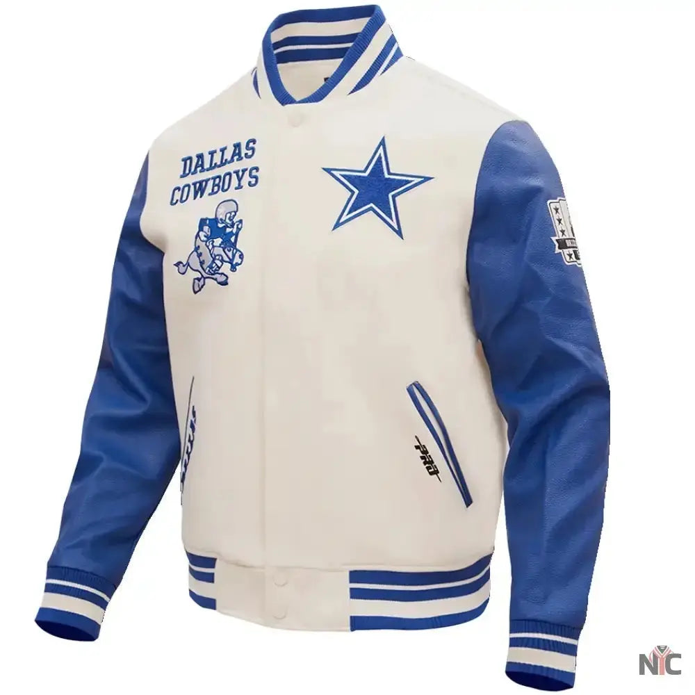 NFL Dallas Cowboys White And Blue Varsity Jacket USA Jackets