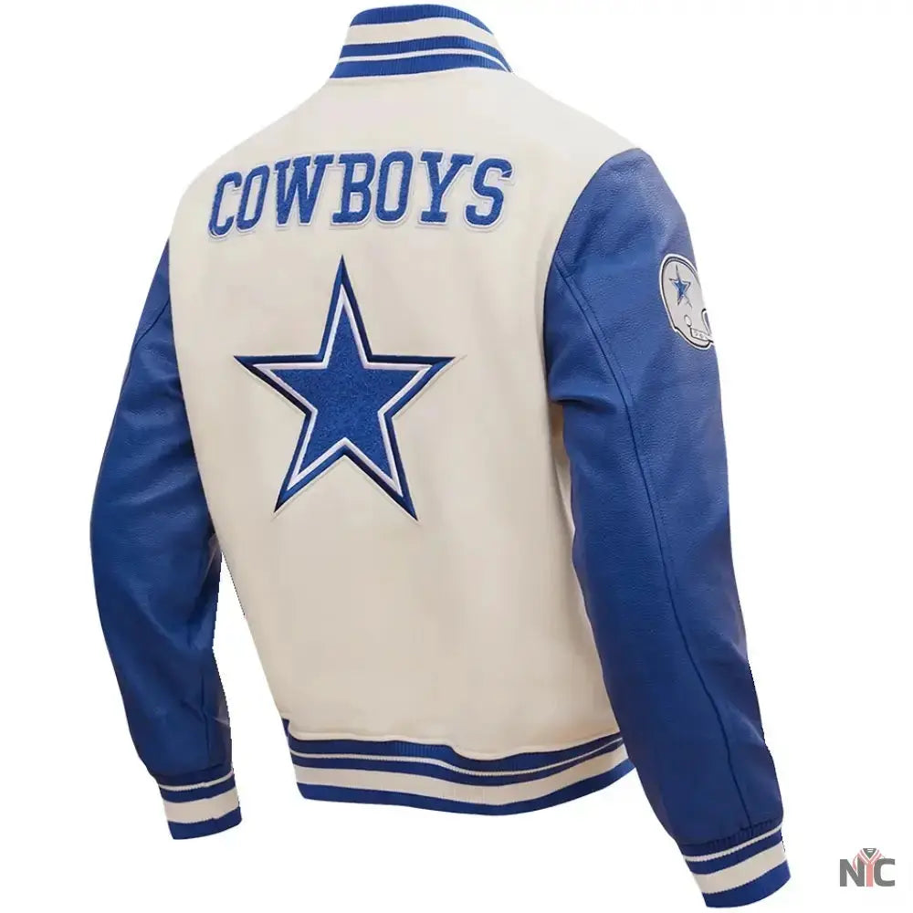 NFL Dallas Cowboys White And Blue Varsity Jacket USA Jackets