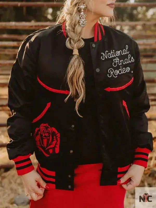 NFR Las Vegas Black Varsity Bomber Jacket USA Jackets