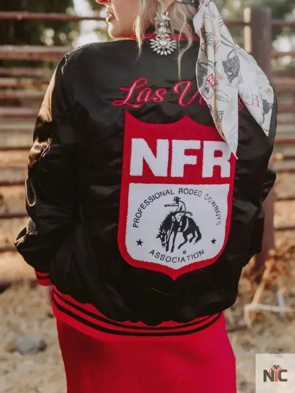 NFR Las Vegas Black Varsity Bomber Jacket USA Jackets