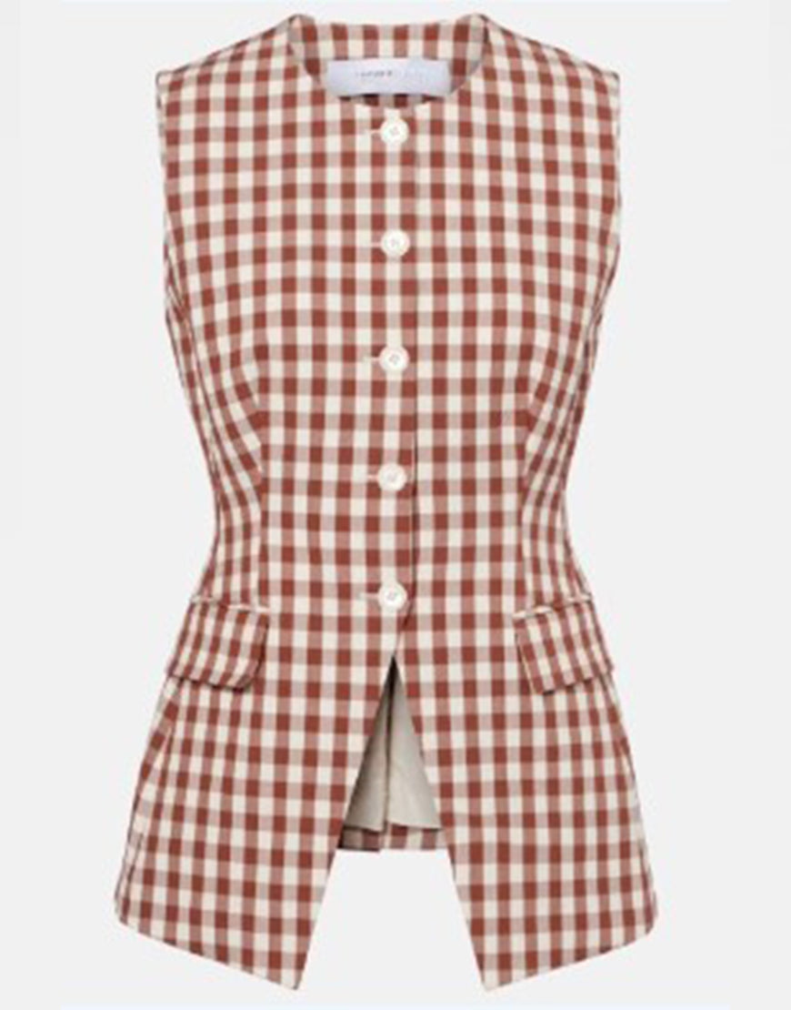 Only Murders In The Building S05 Selena Gomez Gingham Vest USA Jackets