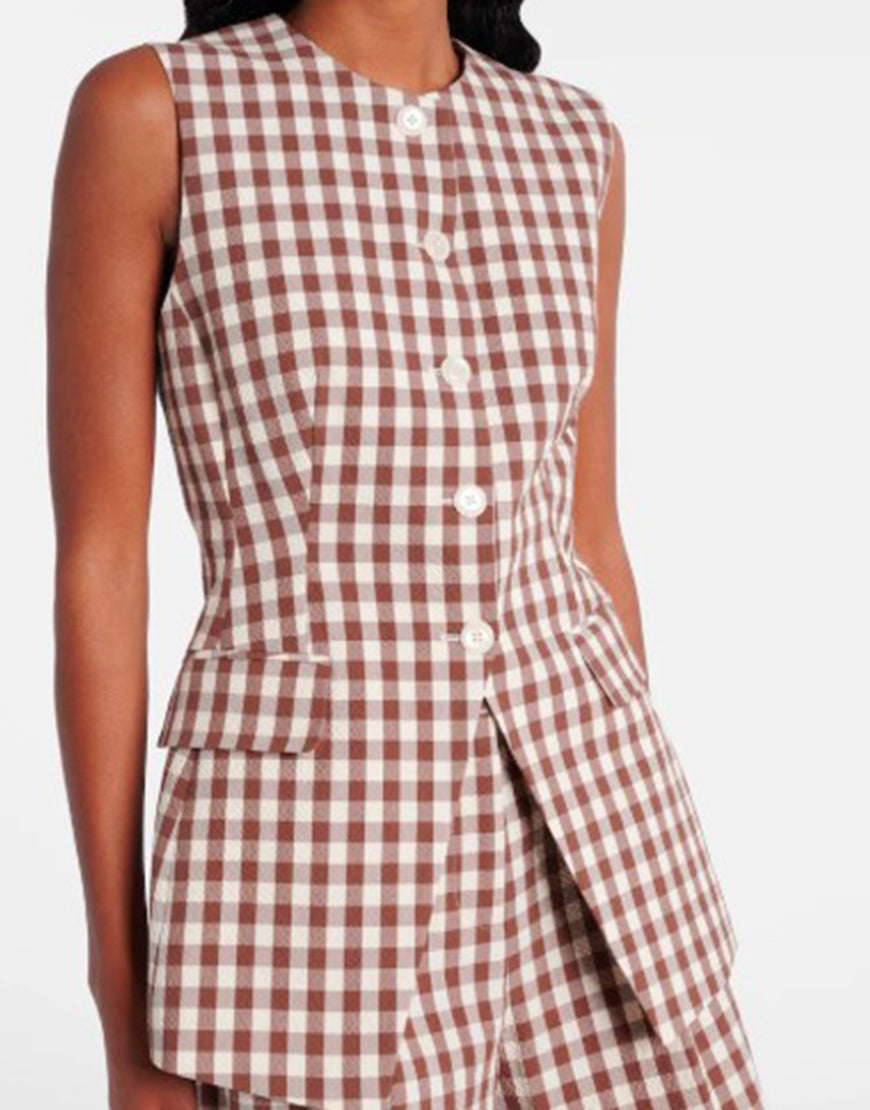 Only Murders In The Building S05 Selena Gomez Gingham Vest USA Jackets