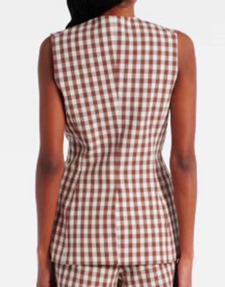 Only Murders In The Building S05 Selena Gomez Gingham Vest USA Jackets