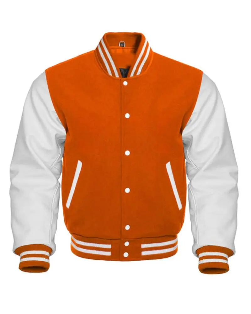 Orange And White Varsity Jacket USA Jackets