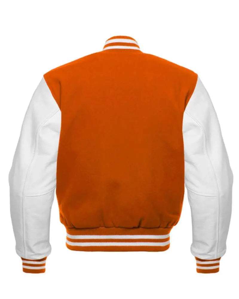 Orange And White Varsity Jacket USA Jackets