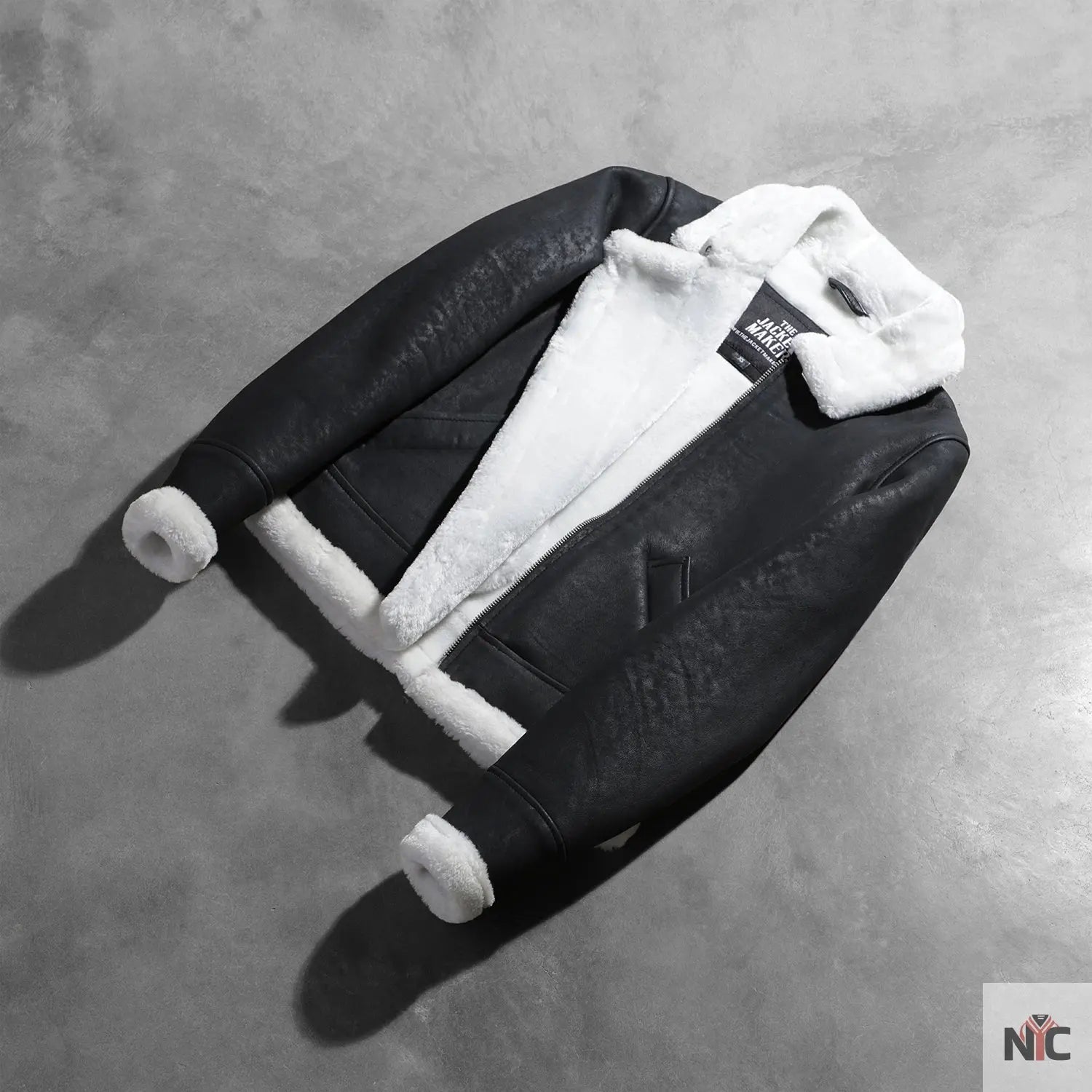 Sherilyn B-3 Black & White Leather Bomber Jacket USA Jackets