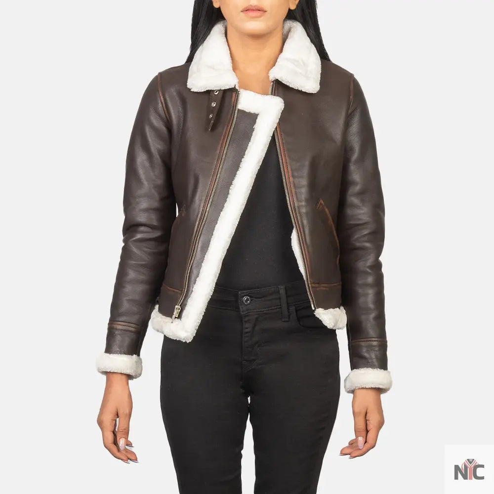 Sherilyn B-3 Brown Leather Bomber Jacket USA Jackets