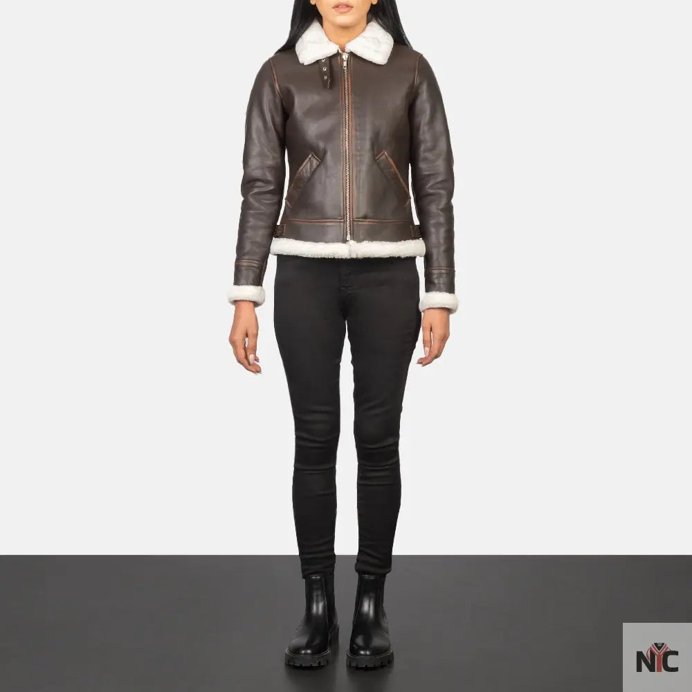 Sherilyn B-3 Brown Leather Bomber Jacket USA Jackets