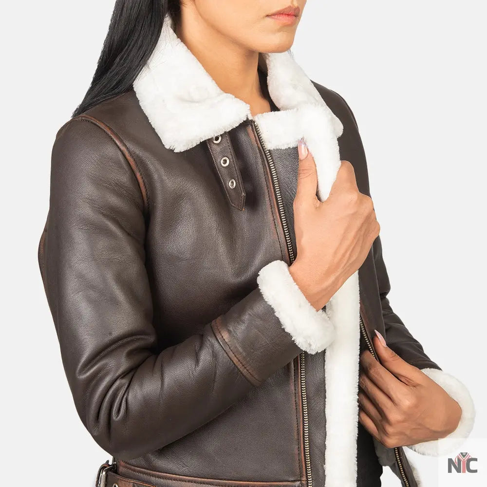 Sherilyn B-3 Brown Leather Bomber Jacket USA Jackets