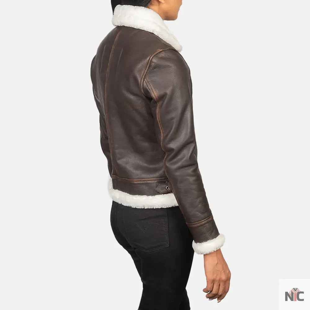 Sherilyn B-3 Brown Leather Bomber Jacket USA Jackets