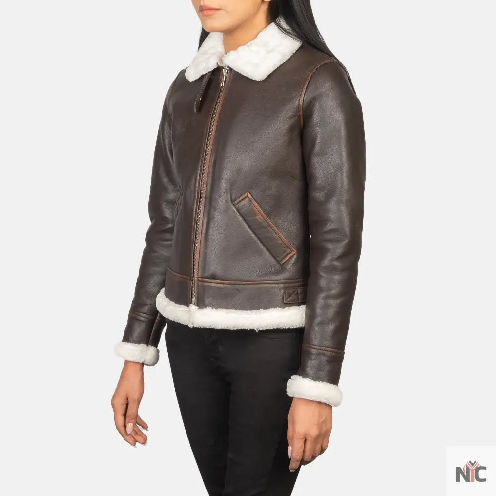 Sherilyn B-3 Brown Leather Bomber Jacket USA Jackets
