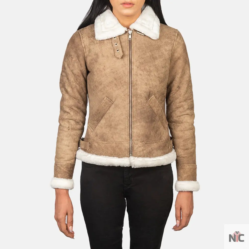 Sherilyn B-3 Distressed Brown Leather Bomber Jacket USA Jackets