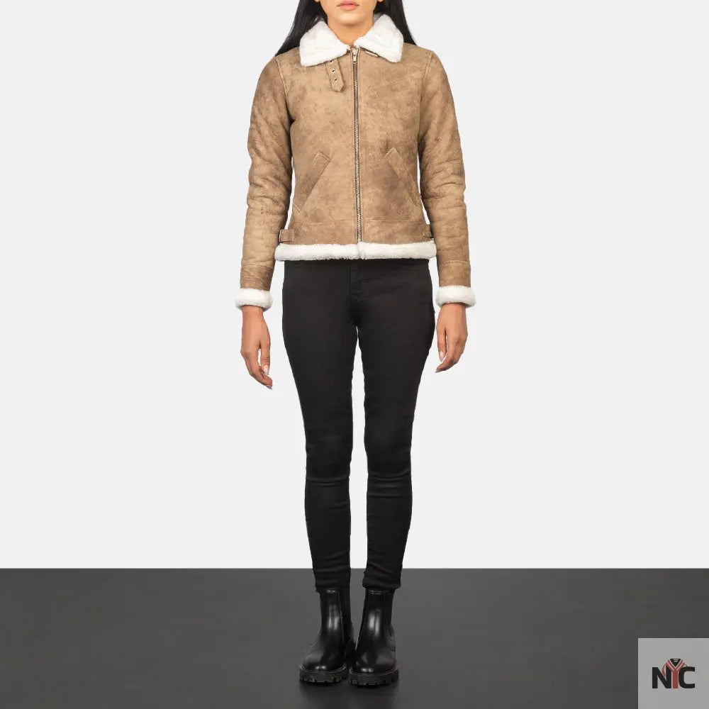 Sherilyn B-3 Distressed Brown Leather Bomber Jacket USA Jackets