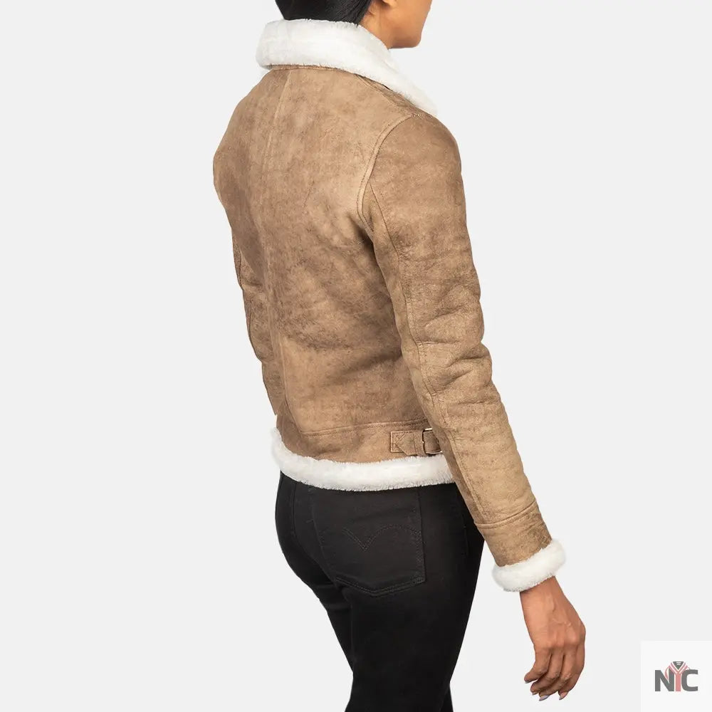 Sherilyn B-3 Distressed Brown Leather Bomber Jacket USA Jackets