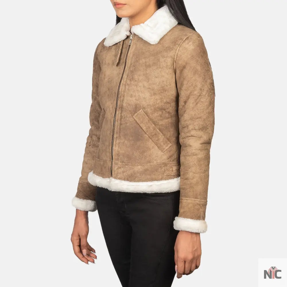 Sherilyn B-3 Distressed Brown Leather Bomber Jacket USA Jackets