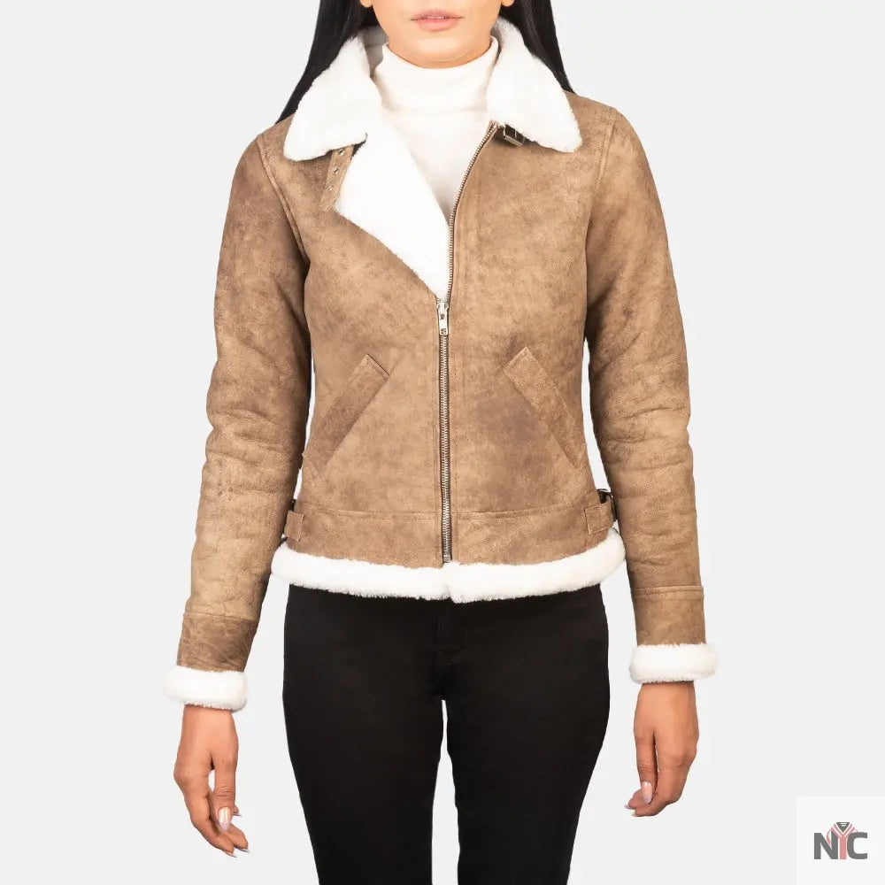Sherilyn B-3 Distressed Brown Leather Bomber Jacket USA Jackets